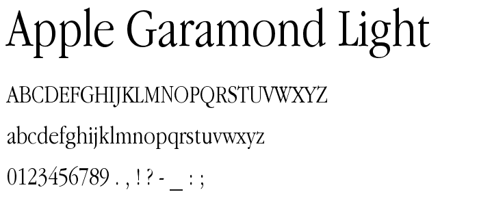 Apple Garamond Light font